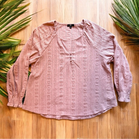 FRYE Pink Textured Long Sleeve Top Blouse - XXL - Picture 5 of 12